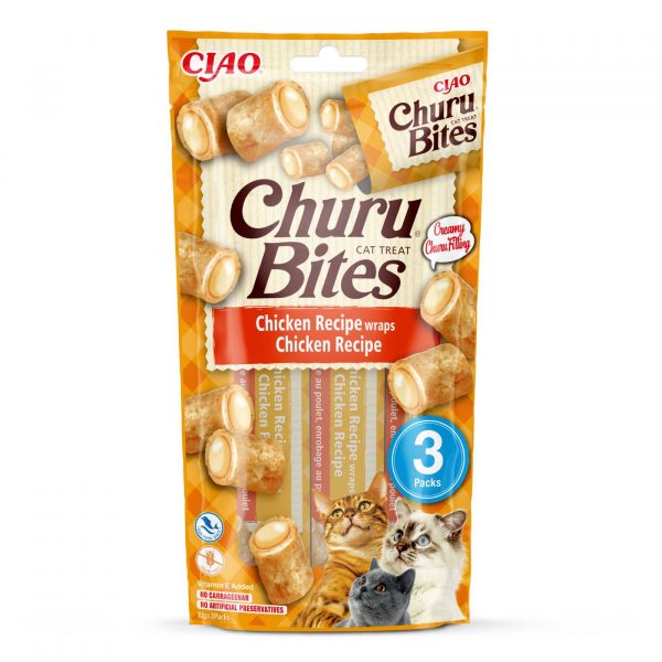 Snack gatto Churu Bites al Pollo con Ripieno Morbido di Pollo 3 Stick da 10 g