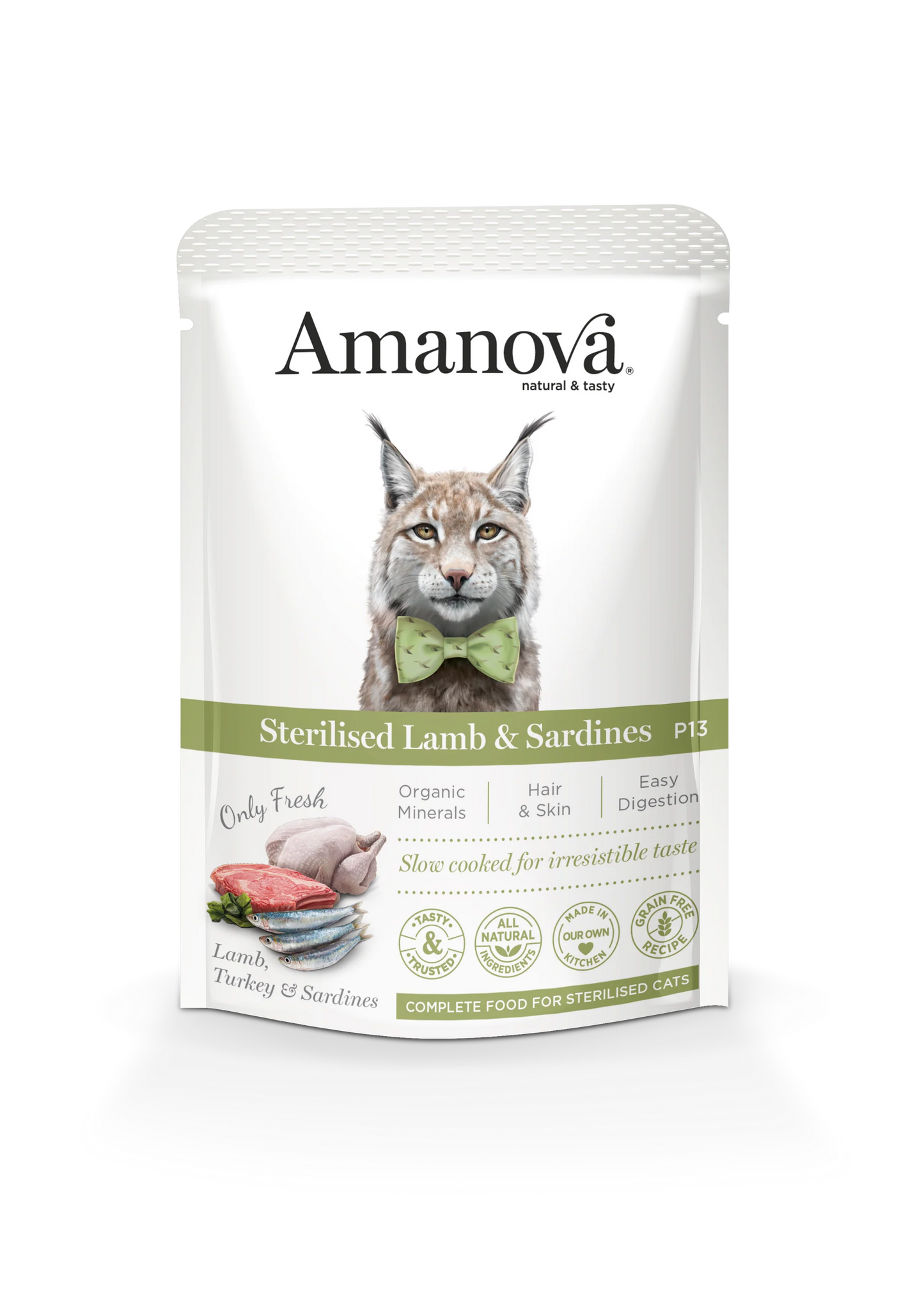 Amanova Sterilised Lamb & Sardines alimento umido 85 gr