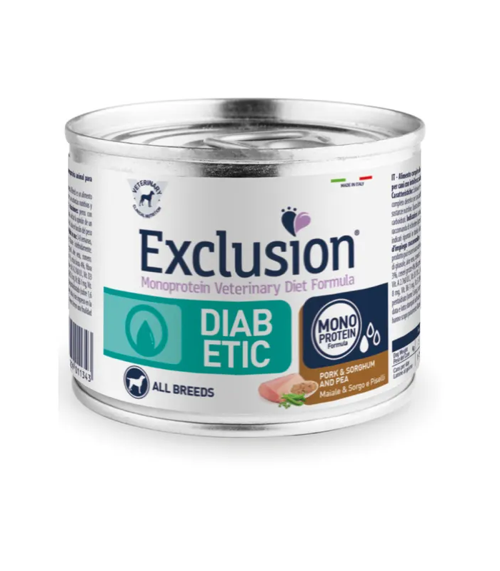 Exclusion cane diabetic maiale, sorgo e piselli lattina 200 gr