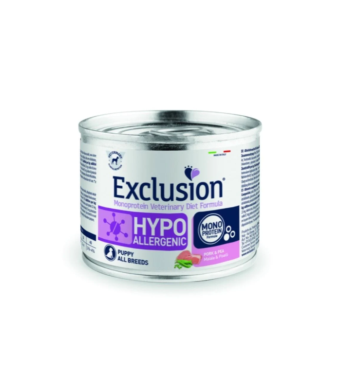 Exclusion cane hypoallergenic puppy maiale e piselli 200 gr