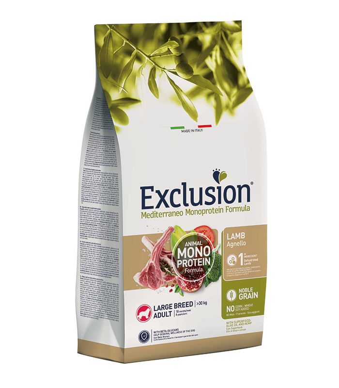Exclusion mediterraneo cane adult large breed agnello 12 kg