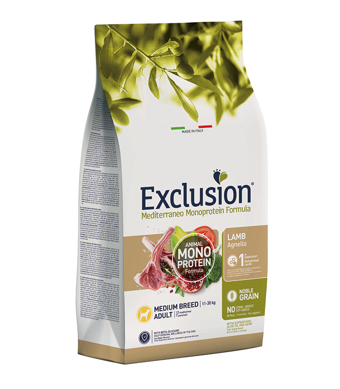 Exclusion mediterraneo cane adult medium breed agnello 12 kg