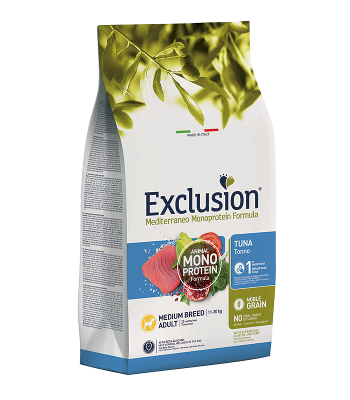 Exclusion mediterraneo cane adult medium breed tonno 12 kg