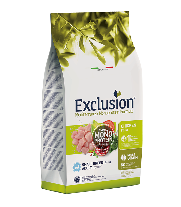 Exclusion mediterraneo cane adult small breed pollo 7 kg