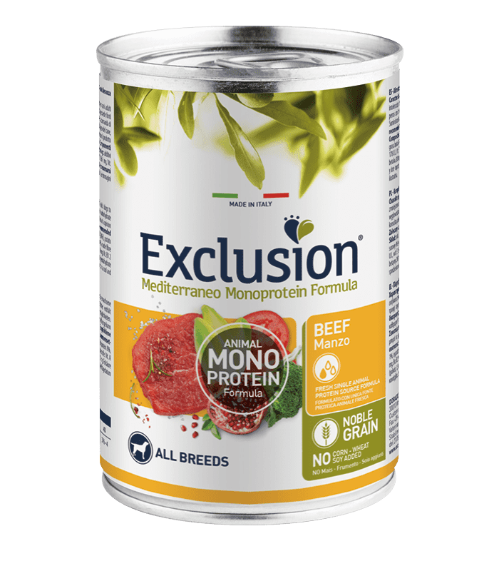 exclusion mediterraneo cane manzo umido 400 gr