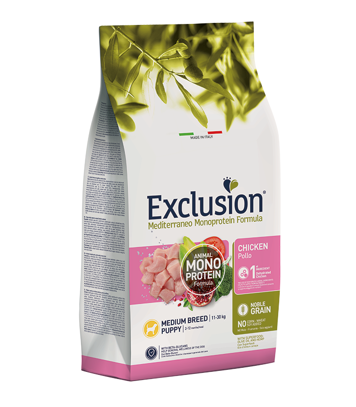 Exclusion mediterraneo cane puppy medium breed pollo 3 kg