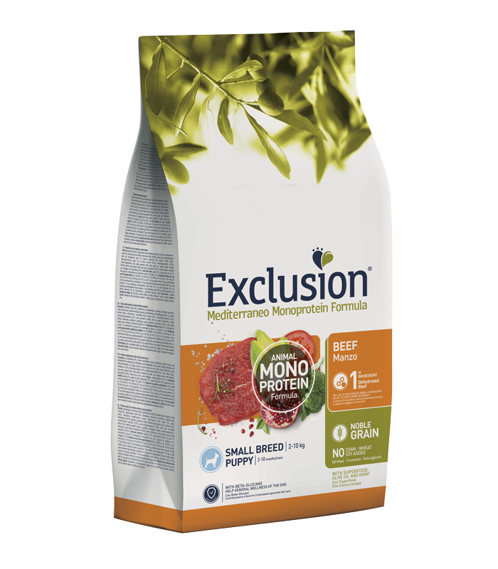 Exclusion mediterraneo cane puppy small manzo 2 kg