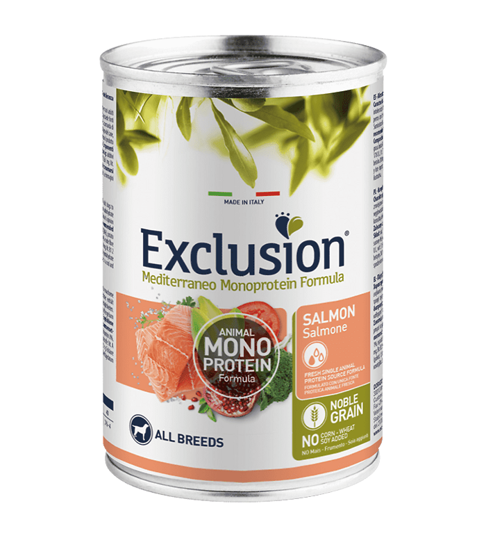 exclusion mediterraneo cane salmone umido 400 gr