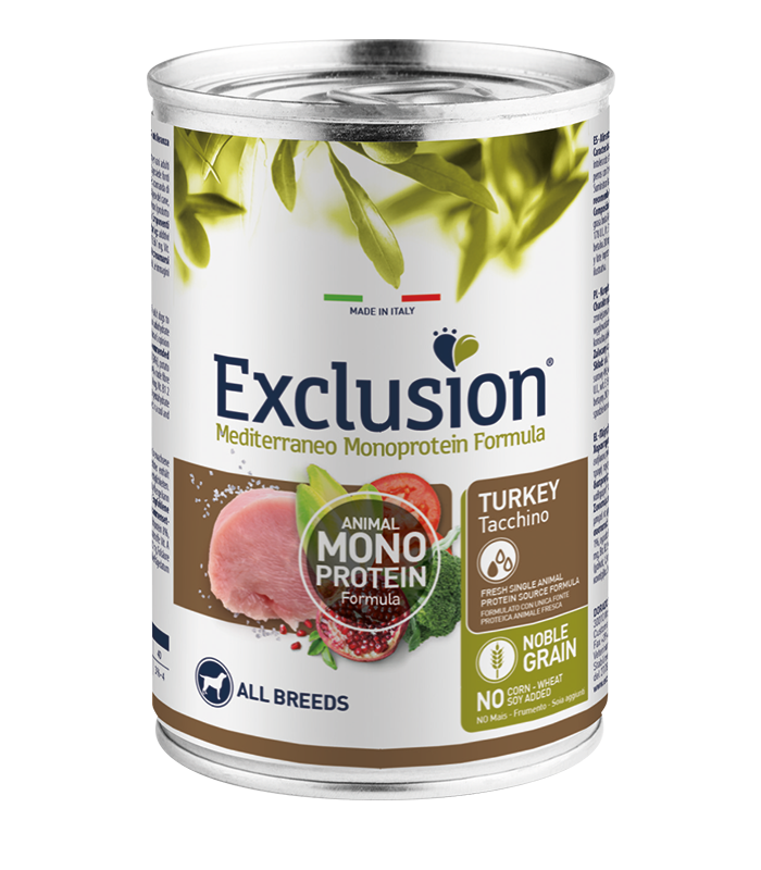 exclusion mediterraneo cane tacchino umido 400 gr