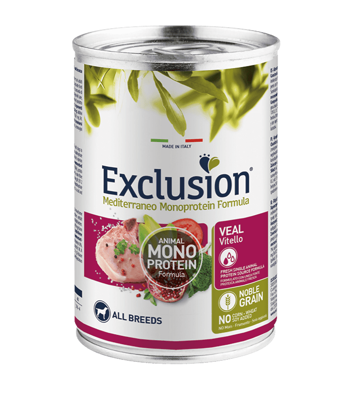 Exclusion mediterraneo cane vitello umido 400 gr