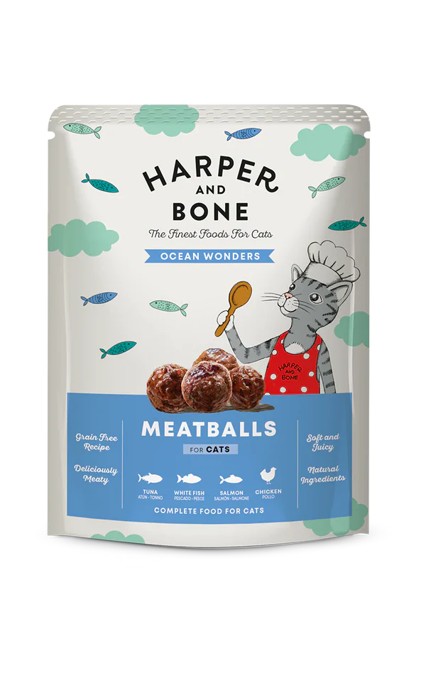 Harper and Bone Pouch Meat Balls Ocean Wonders Umido Gatto