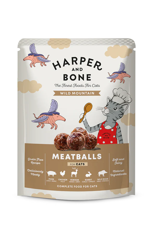 Harper and Bone Pouch Meat Balls Wild Mountain Umido Gatto