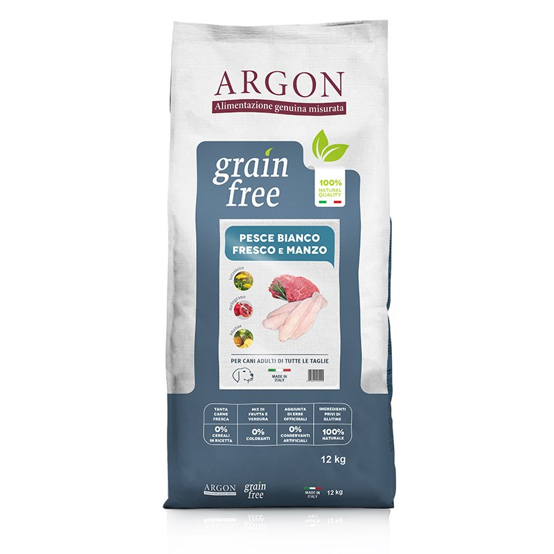 Argon cane pesce bianco fresco e manzo 12 kg Per cani Adulti di taglia medio-grande