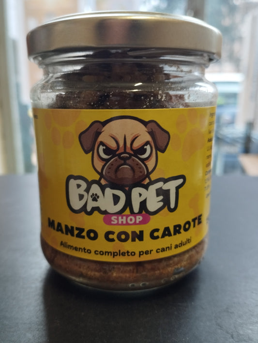 Bad pet Shop umido manzo con carote per cani 150 gr