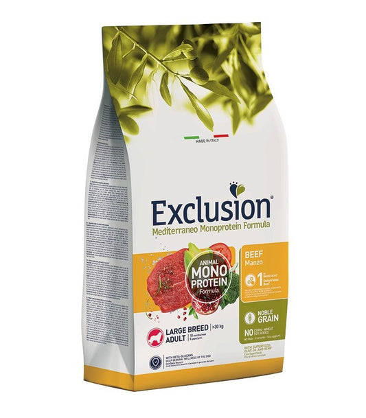 Exclusion mediterraneo cane adult large manzo 12 kg