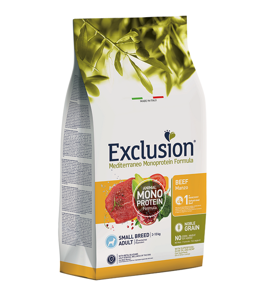 Exclusion mediterraneo cane adult small breed manzo 2 kg