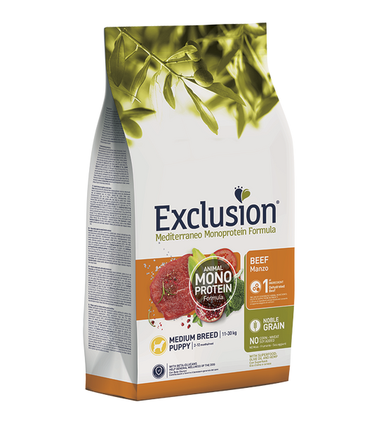 Exclusion mediterraneo cane puppy medio manzo 3 kg