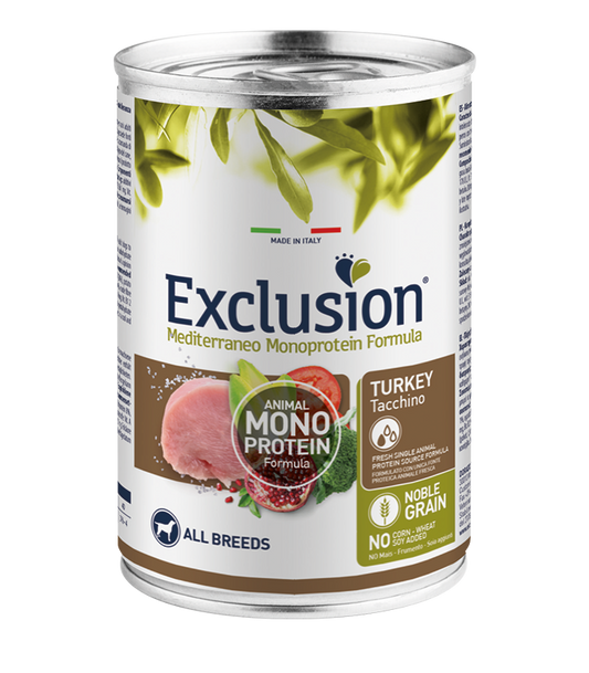 exclusion mediterraneo cane tacchino umido 400 gr