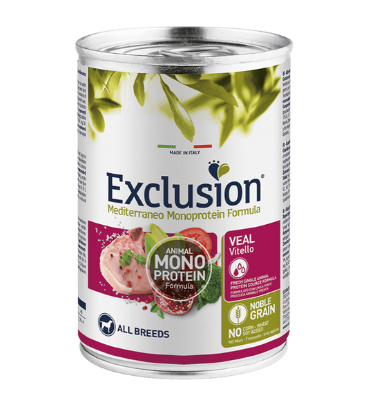 Exclusion mediterraneo cane vitello umido 400 gr