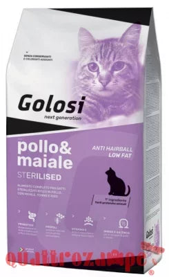 Golosi Cat Sterilised Hairball Low Fatt Pollo Maiale 7,5 kg Crocchette Per Gatti