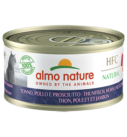 Almo nature HFC Natural Tonno, Pollo e Prosciutto 1+ anni - 70 gr